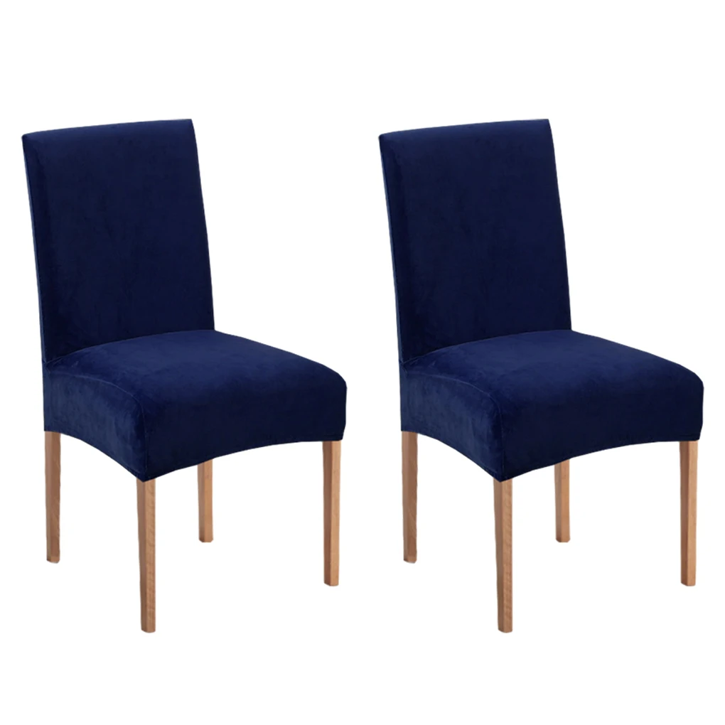 2pcs/set Dirt-proof Velvet Chair Covers - Exquisite Craft Elastic Belt Machine Washable Dining Room