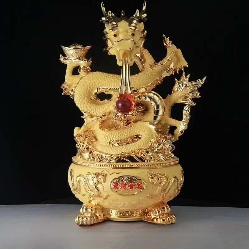 Gathering Wealth Golden Dragon Inviting Wealth Ornaments Treasure Bowl Office Desktop Decorations Gift Sculpture Home Decoration