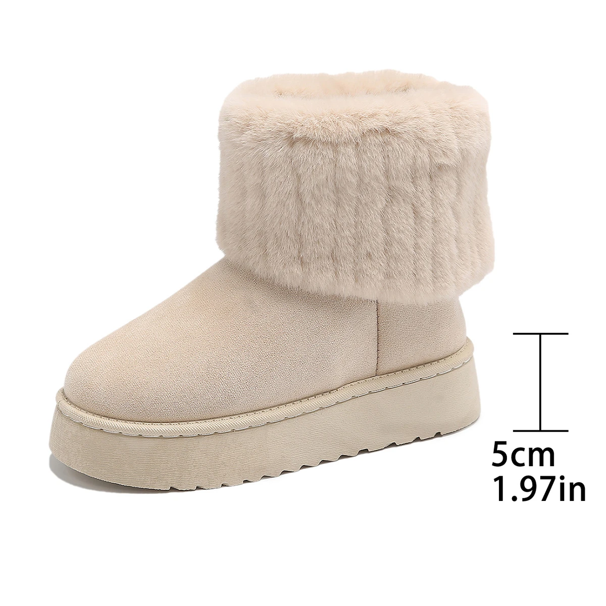 2024 Winter Women Short Plush Warm Snow Boots Casual Shoes New Suede Fur Chelsea Ankle Boots Flats Platform Ladies Shoes Botas