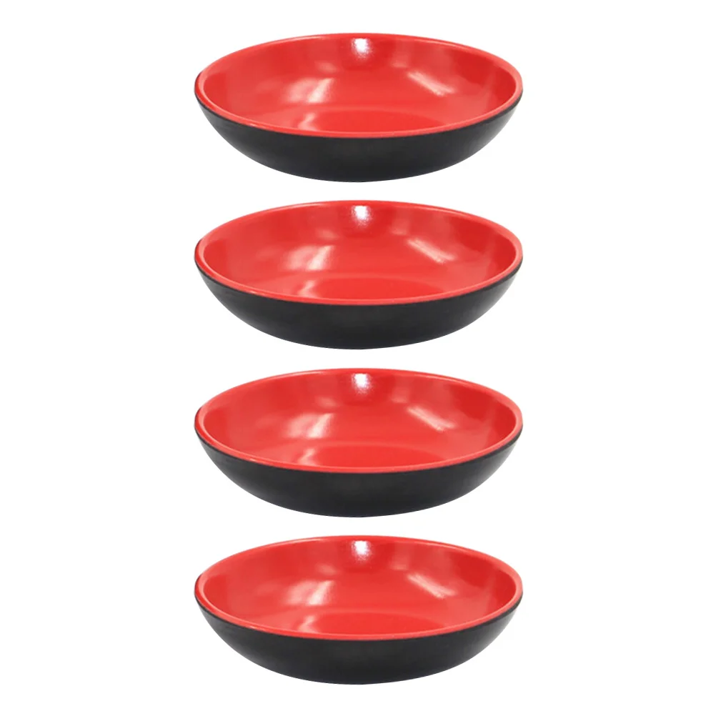 Red And Black Round Sauce Dishes Food Dipping Bowls Melamine Seasoning Dish Appetizer Plates Round Seasoning Dish