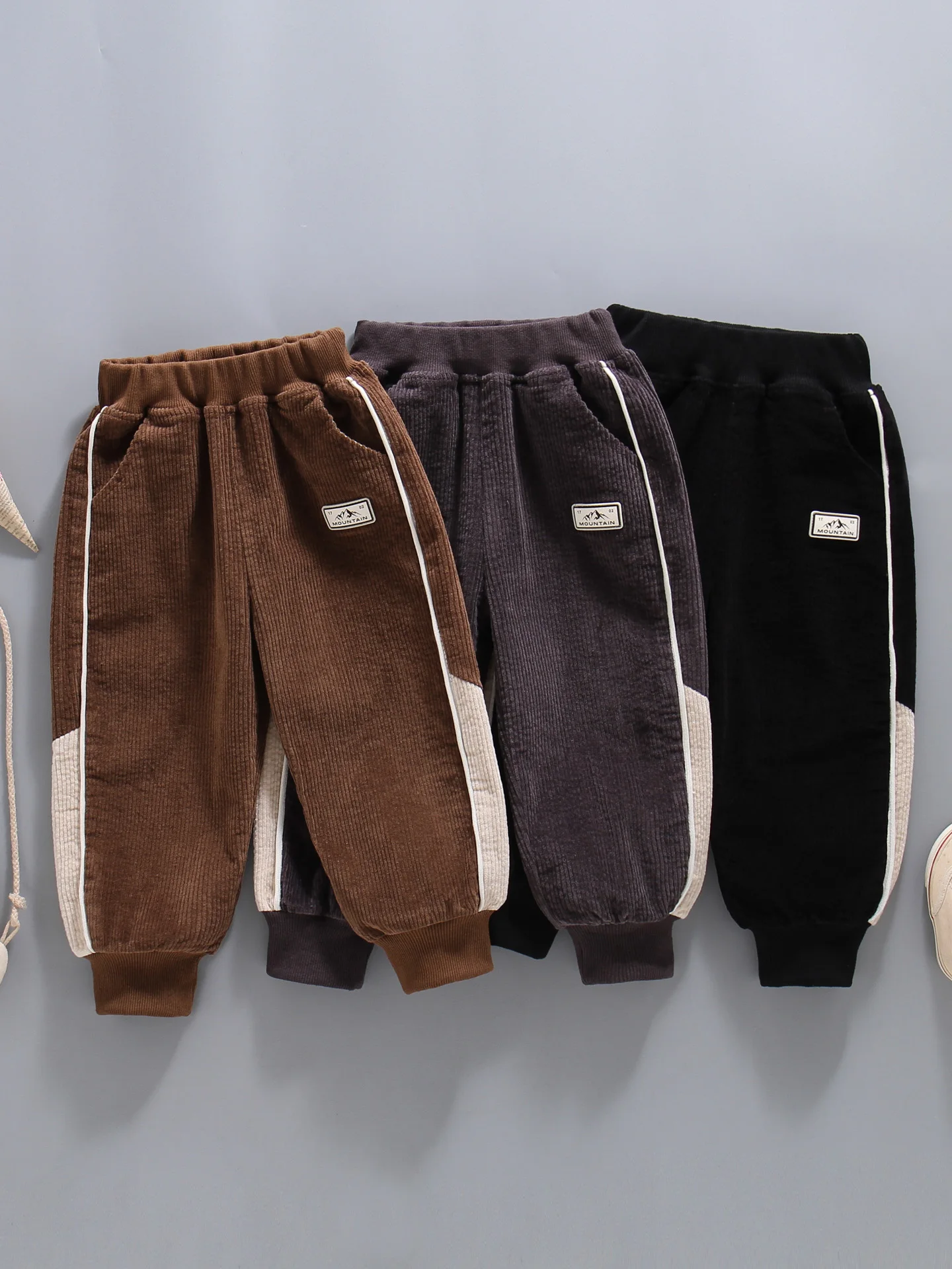 

Утепленные вельветовые детские брюки для мальчиков на весну-осень, свободные повседневные дышащие удобные хлопковые брюки прямого кроя