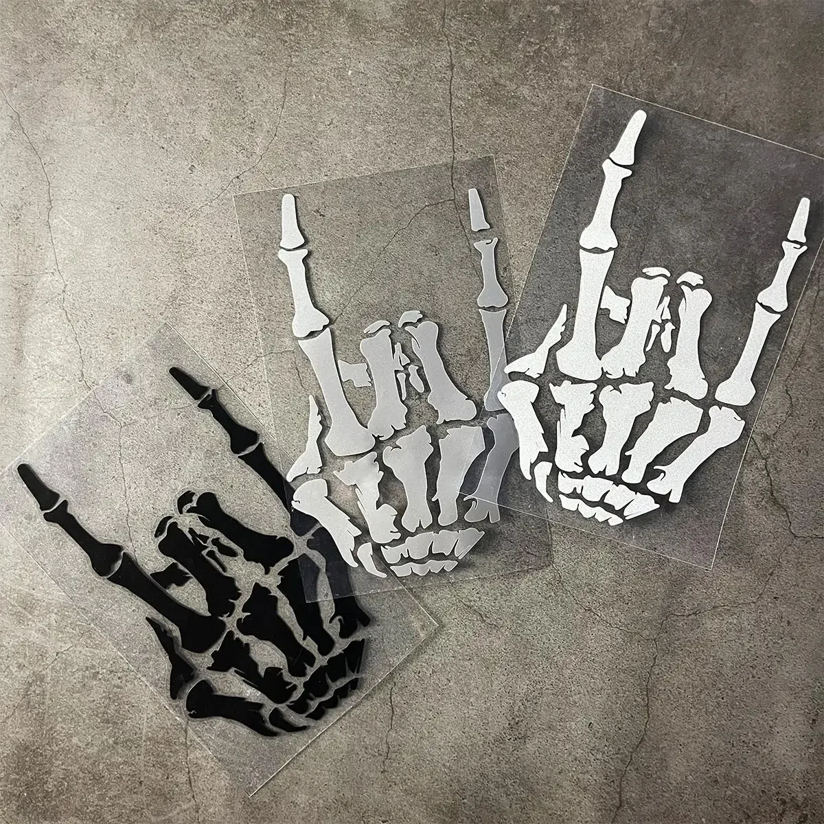 Adesivo reflexivo esqueleto rock gesto moto corpo decoração adesivo capacete modificação adesivo acessórios de moto