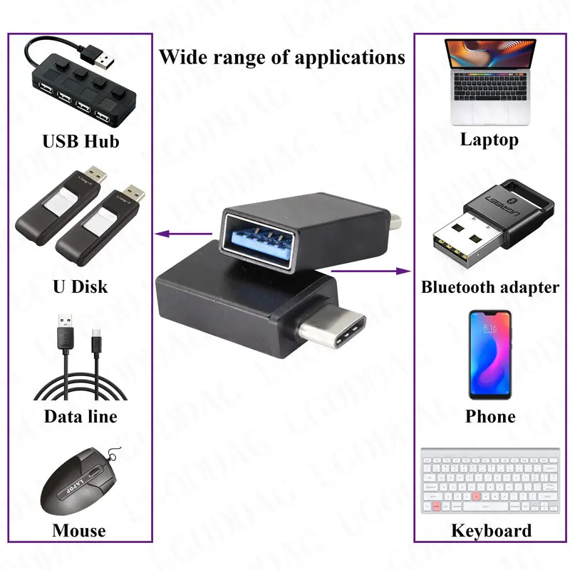 USB-C USB 2.0 어댑터, 알루미늄 C 타입 수-USB A 2.0 암 변환기, 스마트폰 노트북 마우스 키보드용, 1 개, 2 개, 4 개