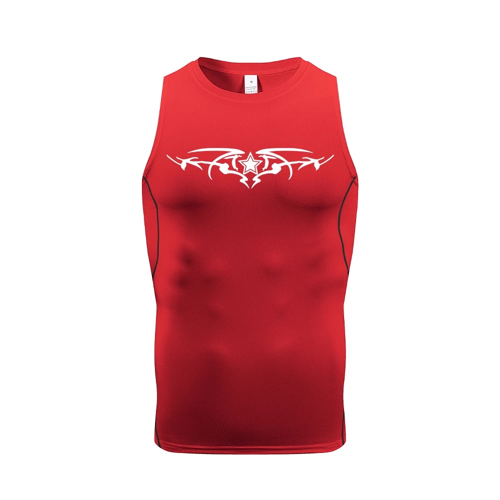 Men's Sleeveless Sports Vest With Star And Wing Print Quick Drying And Sweat Absorbent Perfect For Summer Fitness And Cycling