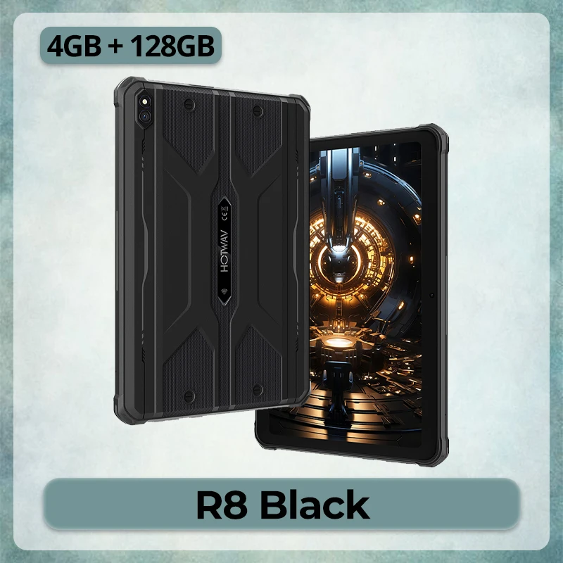 HOTWAV R8 10800mAh Robuuste Tablet met Grote Batterij, IP68 & IP69K Stoot- en Waterbestendig, Android 14, 10.1'' HD+ Scherm, 4GB RAM, 128GB ROM, 13MP + 5MP Camera, Globaal 4G OTG GPS, Octa-core Tablet