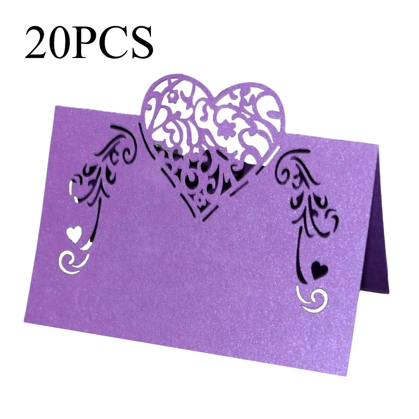 20PCS/Bag Pink/Purple Heart Shape Place Cards Wedding Name Cards for Party Table Decoration Wedding Decor Accessories