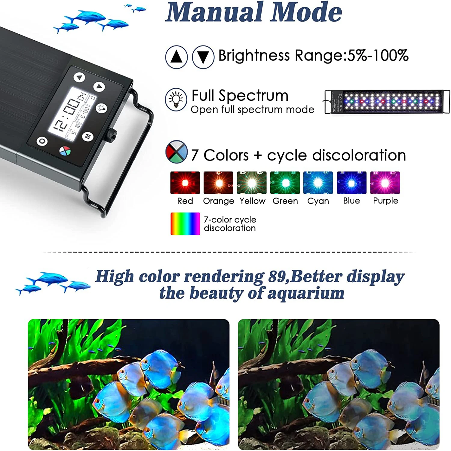 Imagem -04 - Wrgb Led Aquarium Light com Temporizador Iluminação de Plantas Aquáticas Extensível Impermeável Clip on Lâmpada para Aquário 3055cm 247