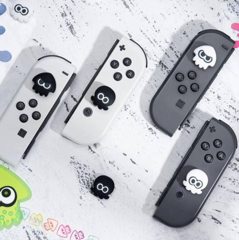 Cubierta de Joystick suave de silicona de calamar y pulpo colorido para Nintendo Switch Oled NS Lite Joy-con Thumb Stick Grip Cap Protector