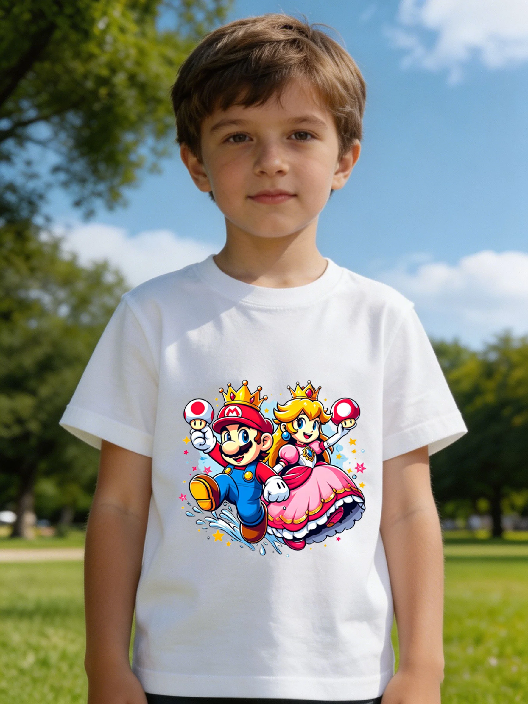 Summer NEW Pure Cotton Printed Children's Short Sleeves, Suitable for Both Boys and Girls, Cute and Suitable As A Gift