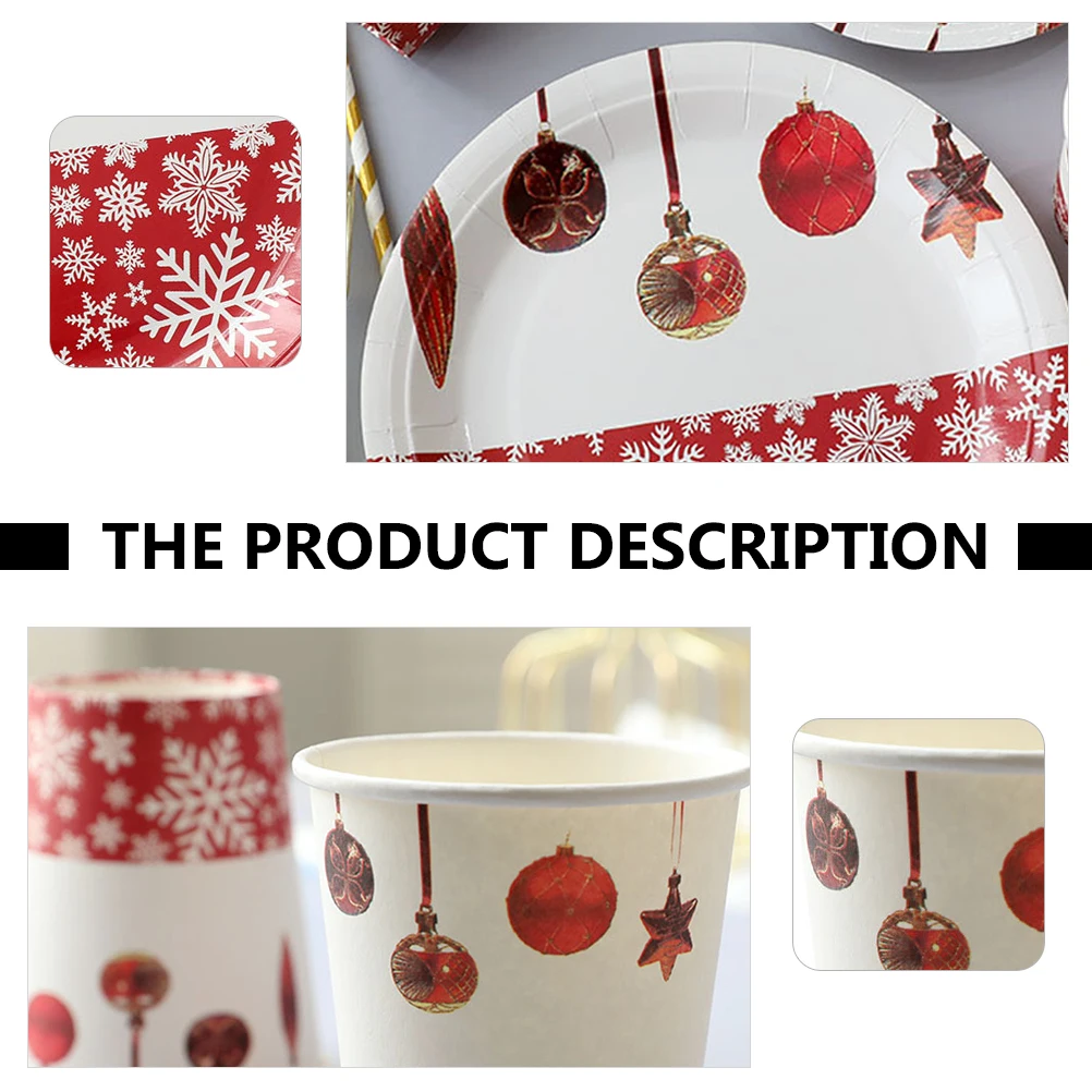 

40 Pcs Party Tableware Round Paper Cups White Cardboard Plates Unbreakable Holiday