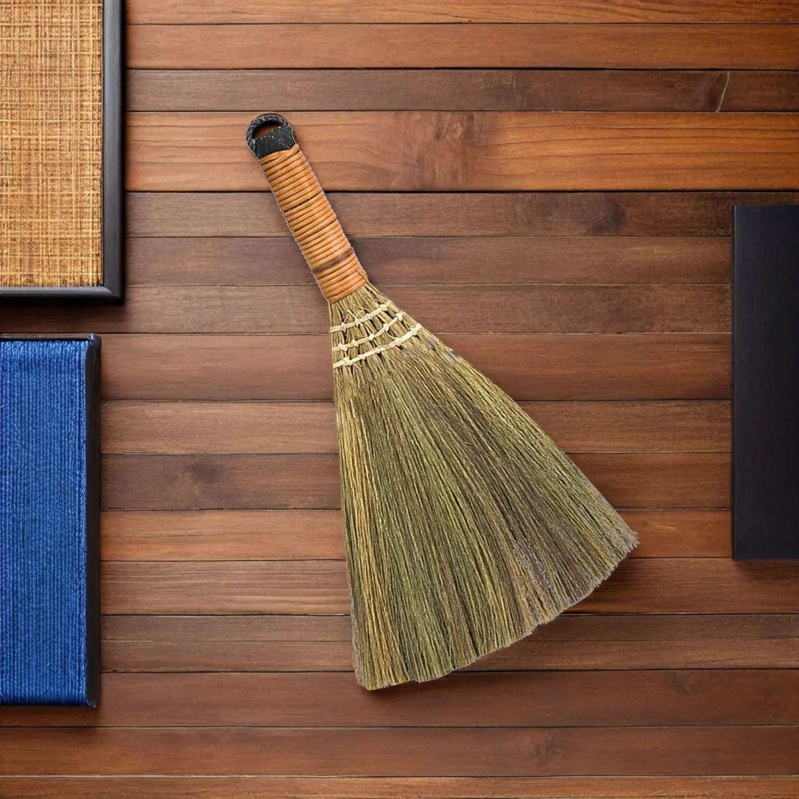 2 Escobas Tradicionales de Paja Natural para Limpieza del Hogar, Escobas Pequeñas Manuales para Barrer Pisos en Interiores