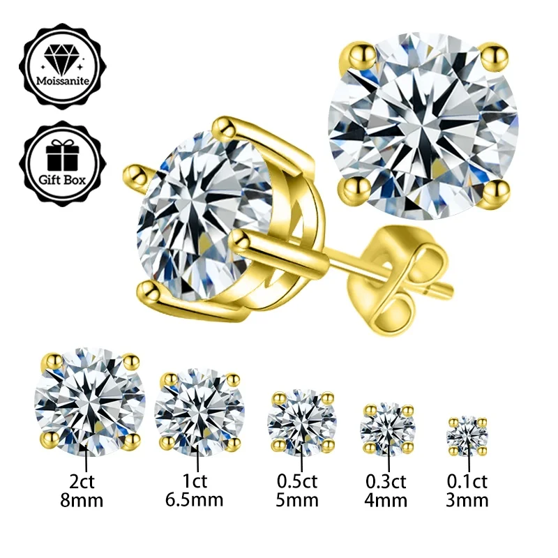 مجوهرات LAMVOICE للنساء/أقراط مرصعة بـ 0.2-4 قيراط مويسانيتي أبيض أقراط مضادة للحساسية هدية عيد الميلاد