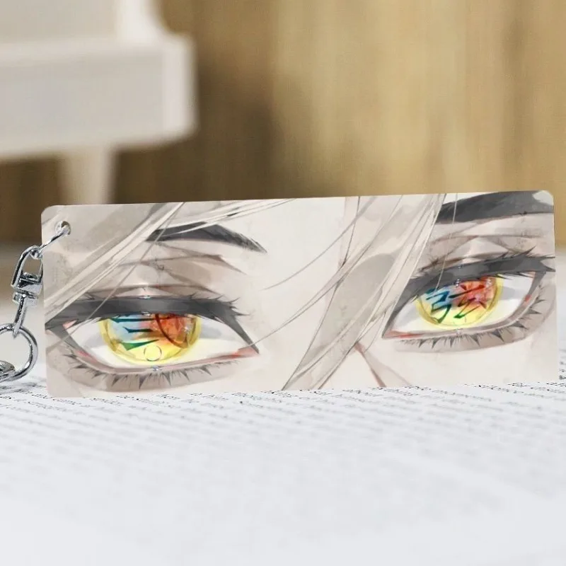 Demon Slayer Acrylic Keychain Woman Douma Eye Design Long Strip Keyring Man Anime Pendant Unique Bag Hanging Decor Gift Cosplay