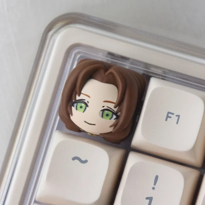 FF7 Aerith Tifa Theme Keycaps Set Anime Keycaps 3D Resin Artisan Key Caps Keyboard Caps Custom Keycaps for Mechanical Keyboard