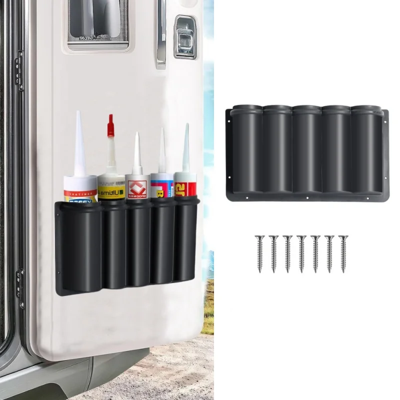 5 Tubes Storage Box With Screws For Van Workshop Silicone Sealant Mastic Caulk Adhesive Tubes Storage Pocket Car Accessories