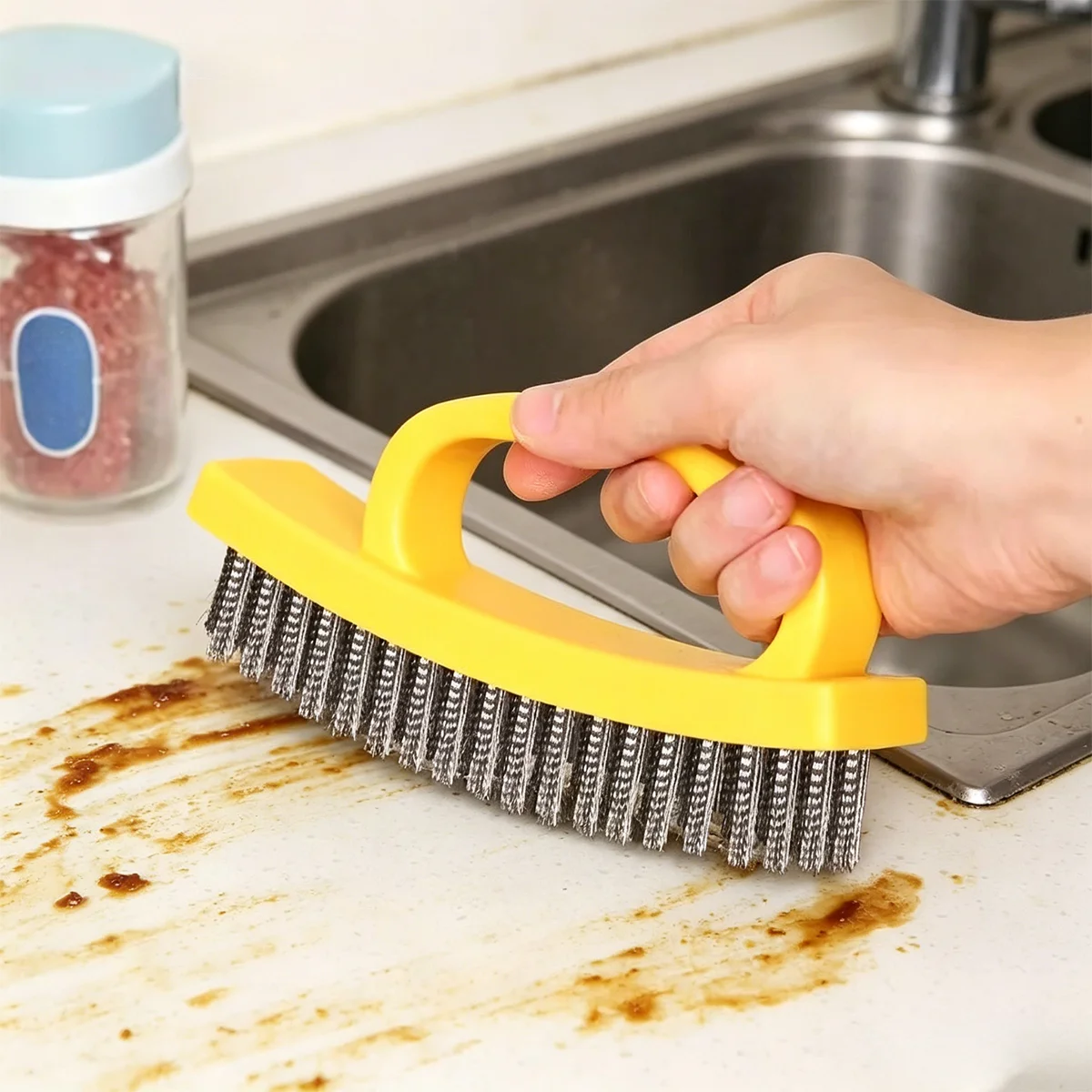 2PCS Stainless Steel Wire Brush, Heavy Duty Rust Remover for Metal, Grill, Stove, Kitchen Grease Cleaning