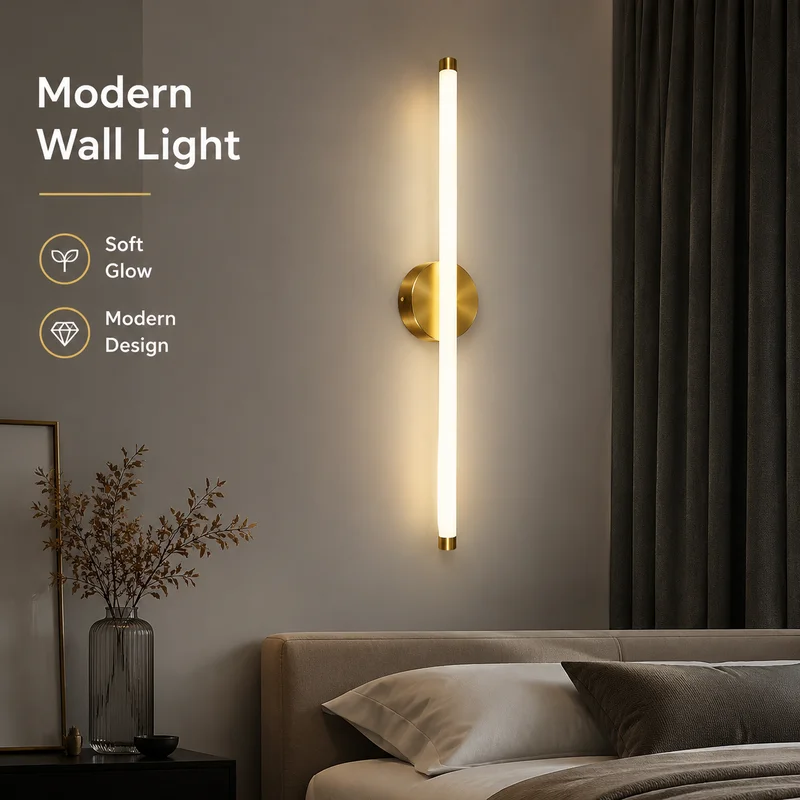 Wall Sconce, Modern Minimalist LED Linear Light Metal, Warm White Dimmable Bedroom Living Room Stairway Hallway Decor Wall Lamp