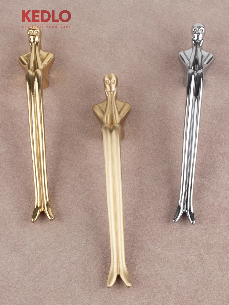 KEDLO Kreativer Massiver Messing-Griff im Denker-Design für Küchenschränke, Goldener Schubladengriff, Silberner Griff – Detail 2
