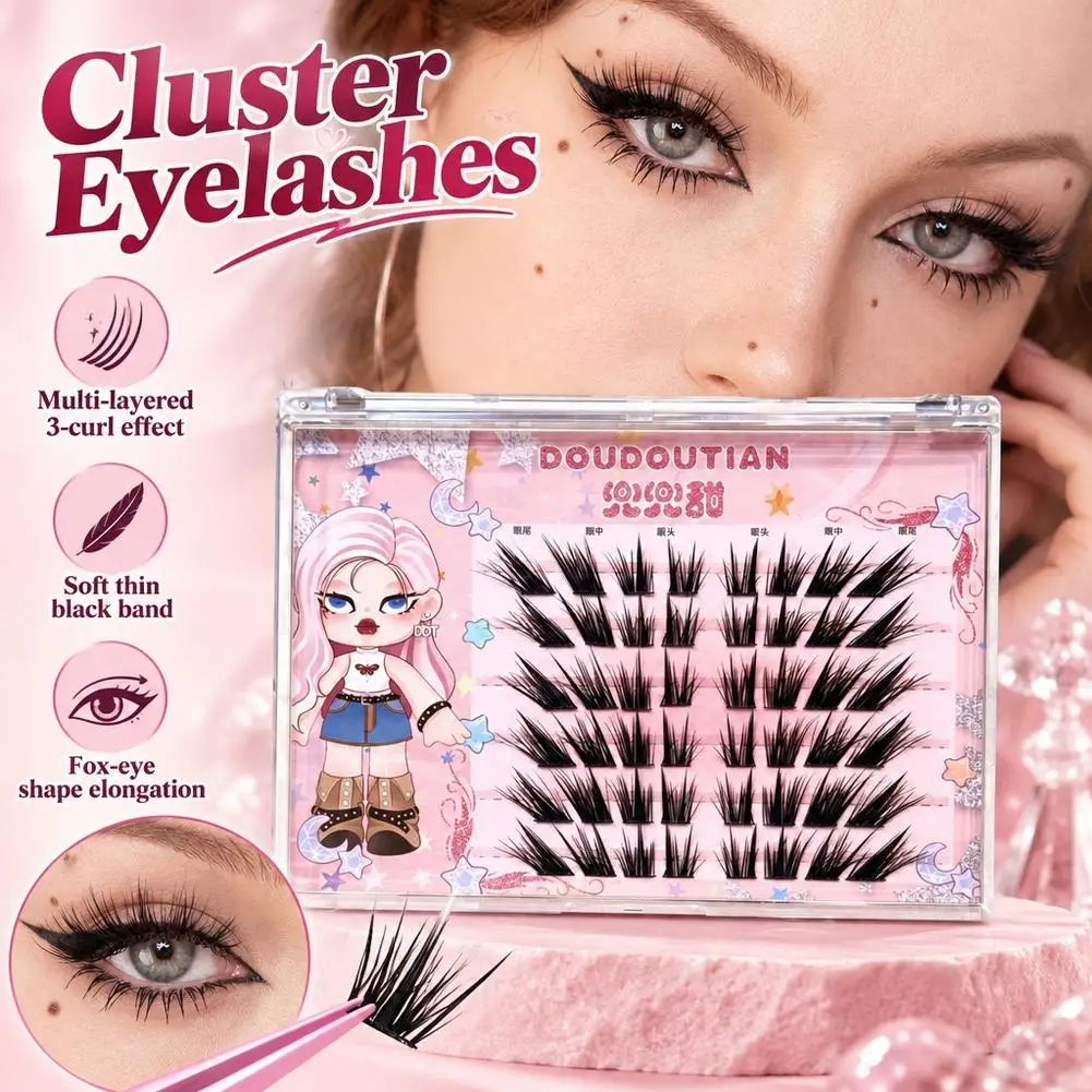 6D Winged False Eyelashes Multi Layered No Glue Thick Manga Lashes Feather Lash Clusters Natural Long Lash Clusters