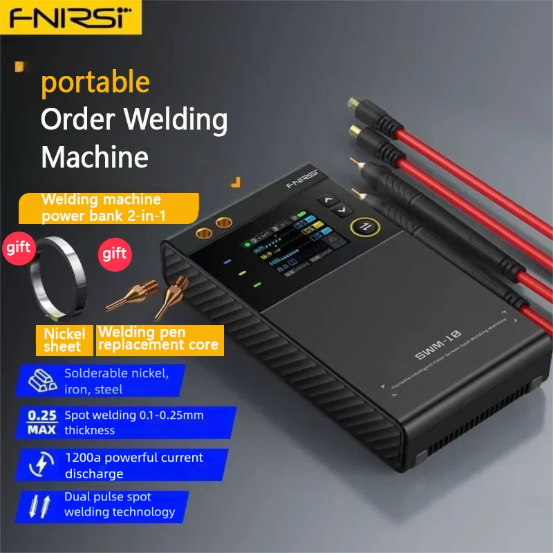 

FNIRSI SWM-10 Portable Spot Welder5000mAh Dual-Pulse TechForStableWelding, 0.25mm Weld, 1.8" HD Screen and Over-Temp Protection