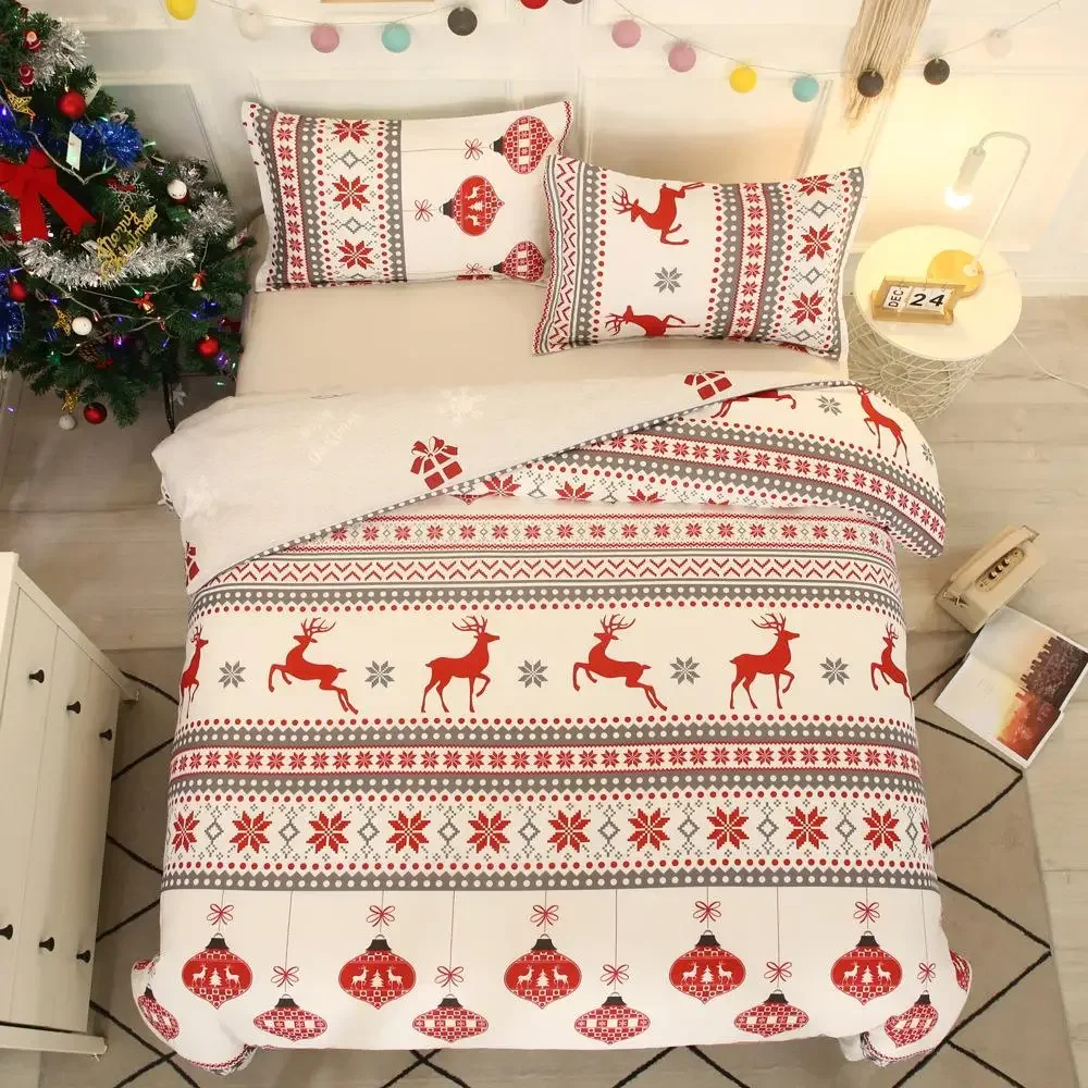 

Christmas Snowflake Comforter Bedding Set Home Duvet Cover Warm Hotel Decor King Queen Single Hot Sale