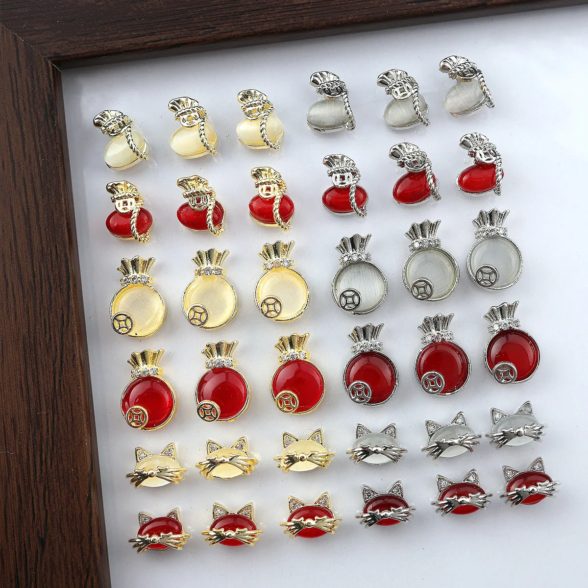 

5 шт. блестящих украшений для ногтей «Кошачий глаз» с цирконом, «сумки удачи», для привлечения богатства, монет, денег, бриллиантов, для маникюра, талисманы для благословений