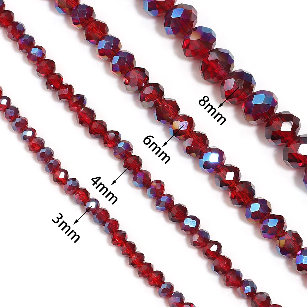 1 Strand Red Blue Faceted Crystal Beads Loose Spacers Abacus Glass Beads for Jewelry Making DIY Necklace Bracelet Accessories