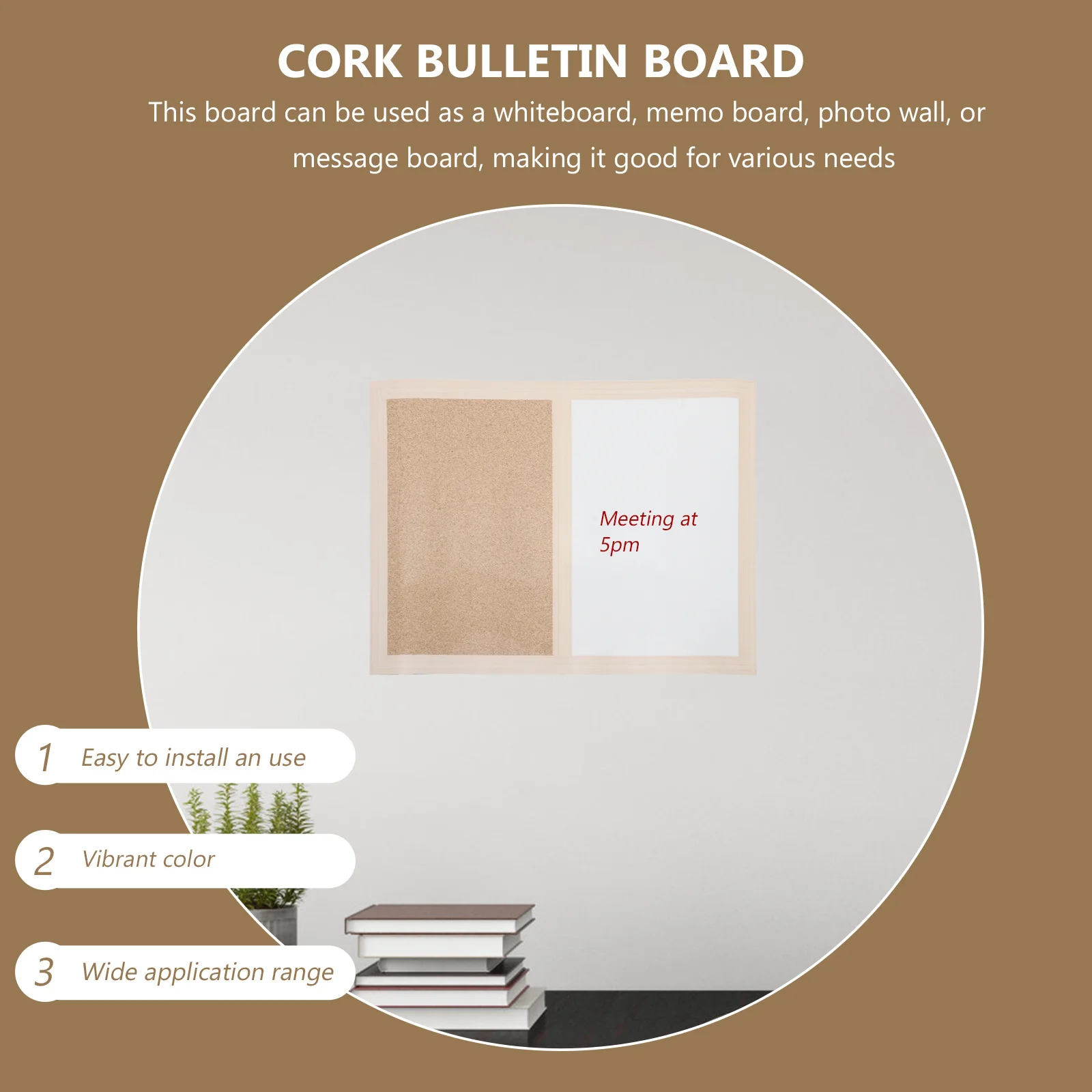 لوحة مذكرة بيضاء متعددة الوظائف من الفلين، لوحة رسائل جدارية للصور، خفيفة الوزن ومقاومة للاهتراء لديكور المنزل والفصول الدراسية والمكتب