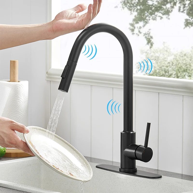 

Black Smart Touch Kitchen Faucet Crane For Sensor Kitchen Water Tap Sink Mixer Rotate Touch Faucet Sensor Water Mixer 1015