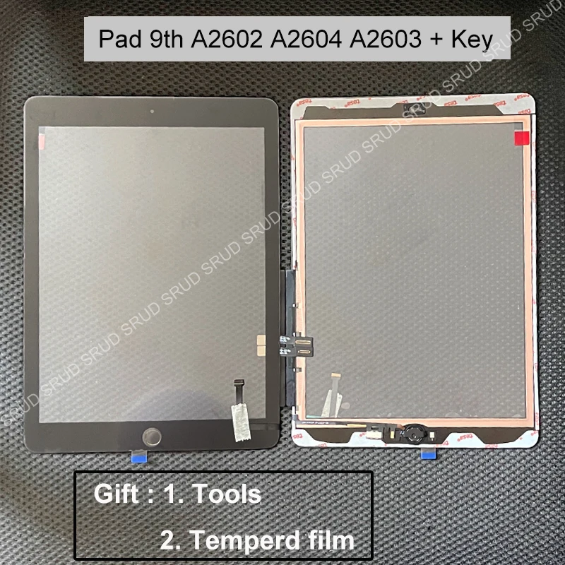 

1Pcs AAA Tested Touch Screen Digitizer Glass + Home Button Key For iPad 9 9th 10.2 A2602 A2604 A2603 2021 +Tools +Tempered Film