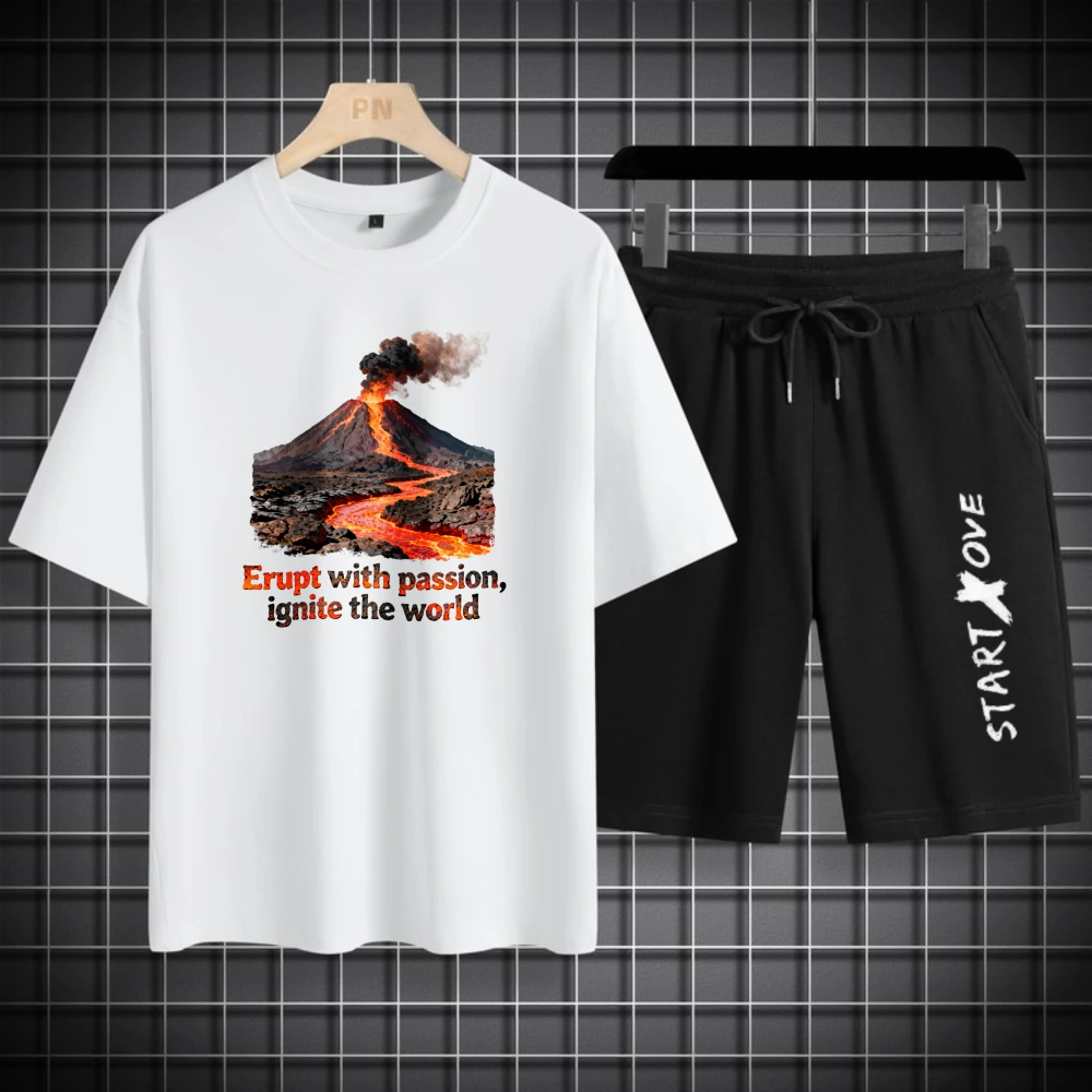 الرجال تي شيرت مجموعات بدلة تدريب مجموعة الرجال موضة البوليستر الرجال مجموعة الرجال الدعاوى تنفس قصيرة الأكمام + السراويل الصيف #1