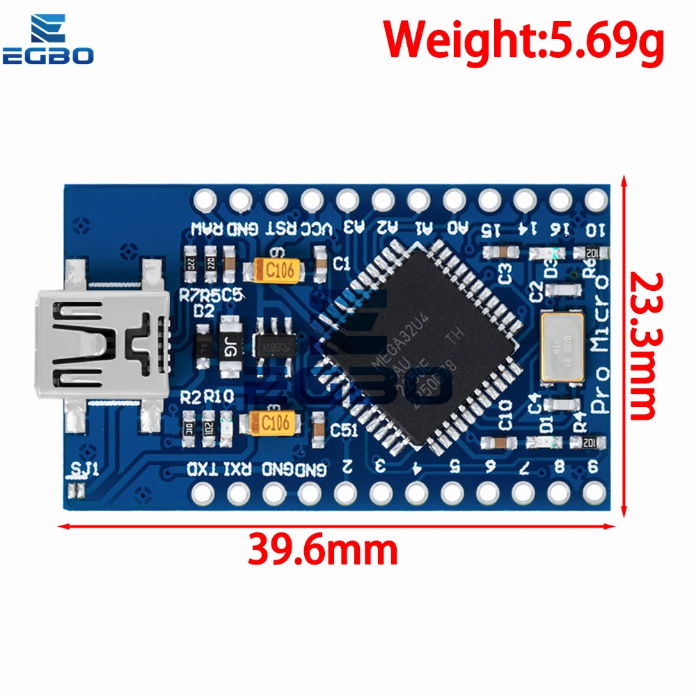 وحدة صغيرة برأس دبوس صفي للليوناردو من النوع سي ، USB صغير ، جديد ، ATmega32U4 ، egbo Pro ، 5V ، 16MHz ، 1