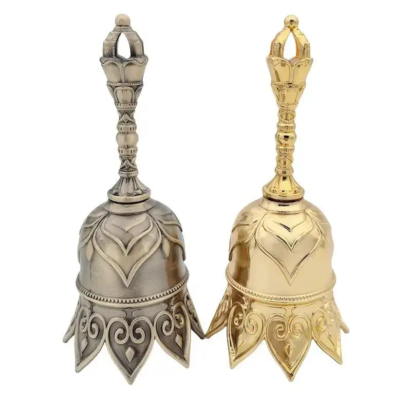 1 قطعة جرس اللوتس الأنيق خمر اليد مكرنك النحاس جرس معبد الكنيسة جرس الرجل العجوز جرس عيد الميلاد جرس معلق ديكور المنزل #5