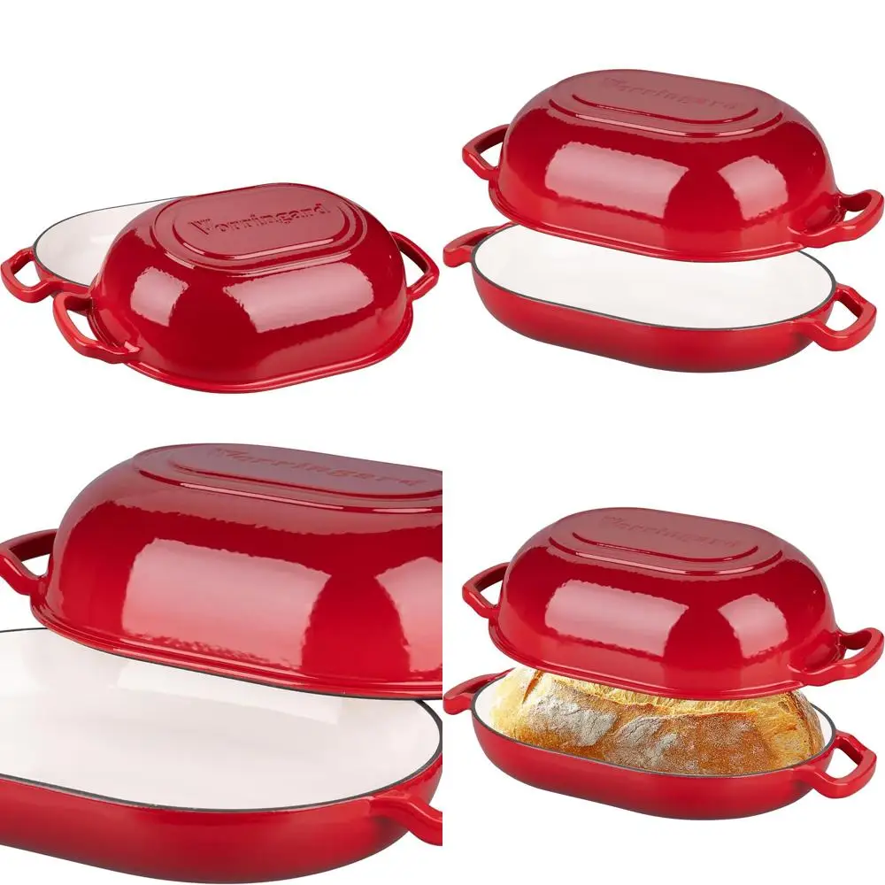 

Cast Iron Sourdough Bread Oven, Dutch Oven, Loaf Pan for Homemade Baking, Meatloaf Pan with Lid, 7 QT, Red