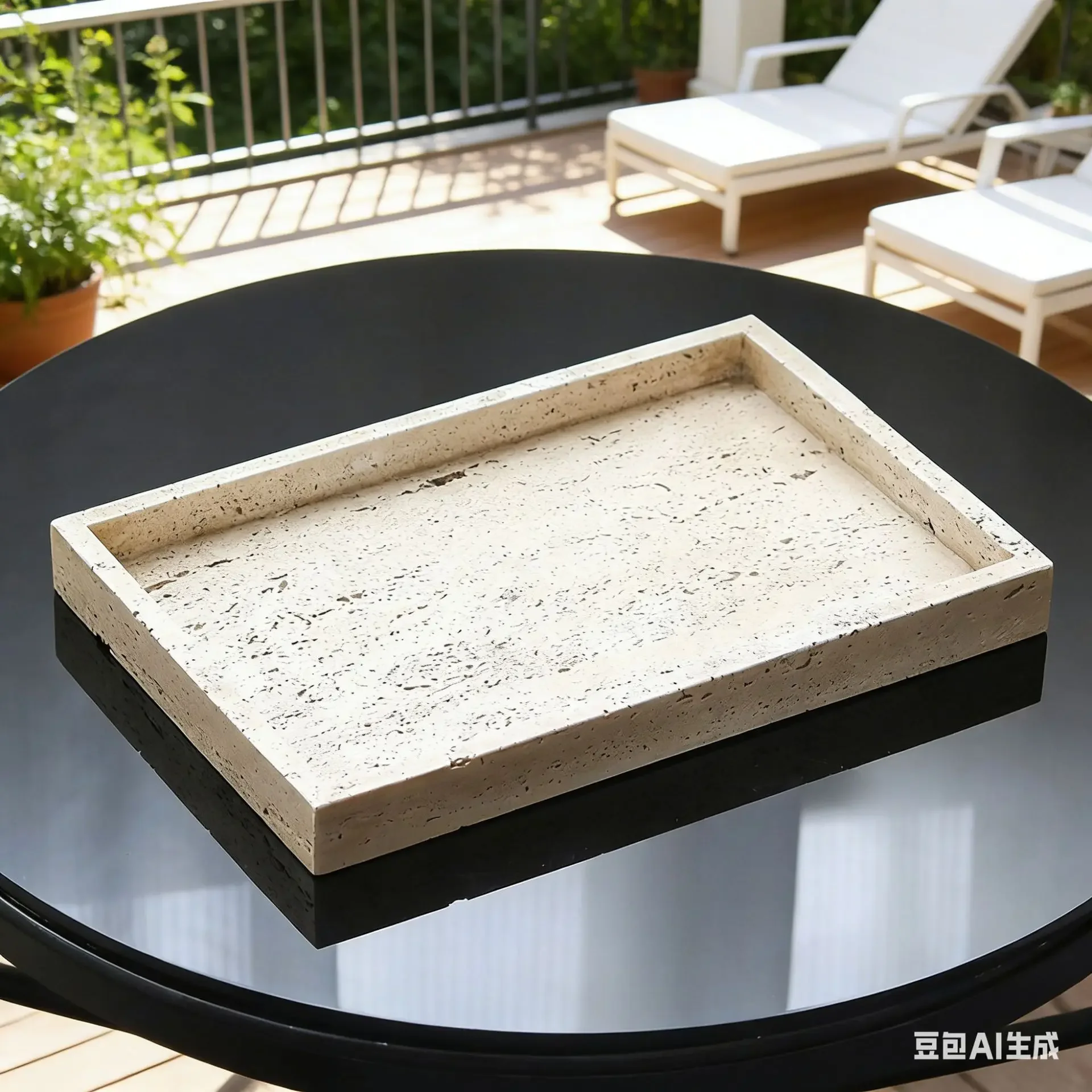HYS natural stone wabi wind storage tray living room coffee table household rectangular creative storage