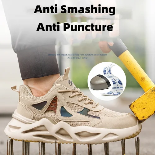 Imagen 2 del producto Zapatos de seguridad ligeros para hombre y mujer, zapatos de trabajo con puntera de acero, botas de trabajo, zapatillas de deporte, zapatos transpirables, botas tácticas