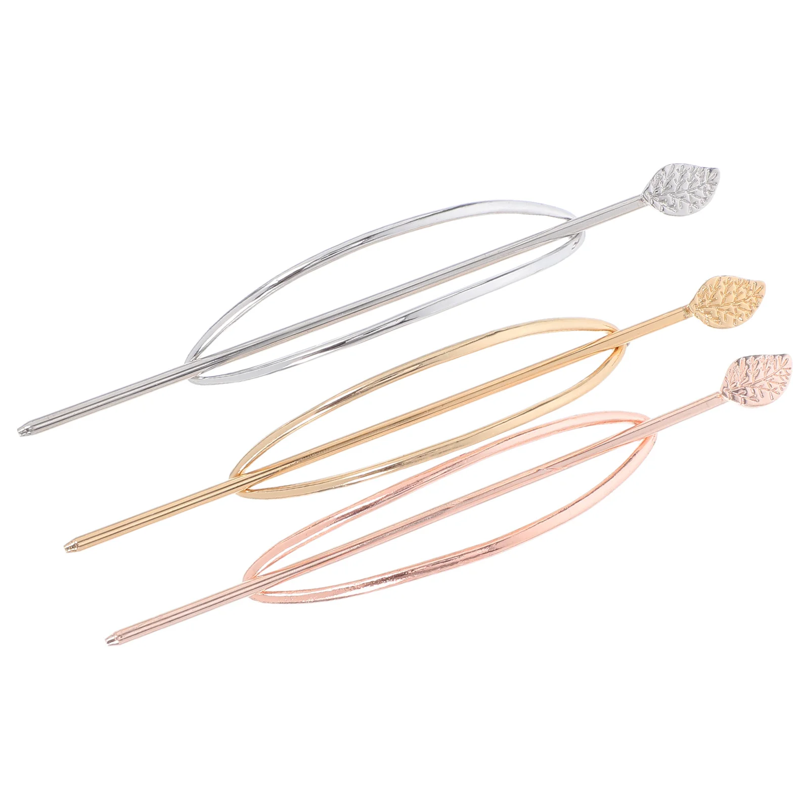 

3Pcs Hairpin Hollow Out Oval Metal Hair Sticks for Women Girls Durable Stylish Gift Hair Clip Golden Silver