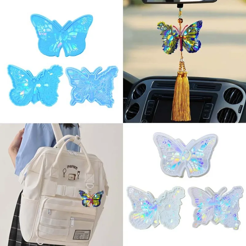 DIY Holographic Laser Butterfly Pendant Silicone Mold Creative Butterfly Shape Keychain Bag Car Pendant Crystal Epoxy Resin Mold