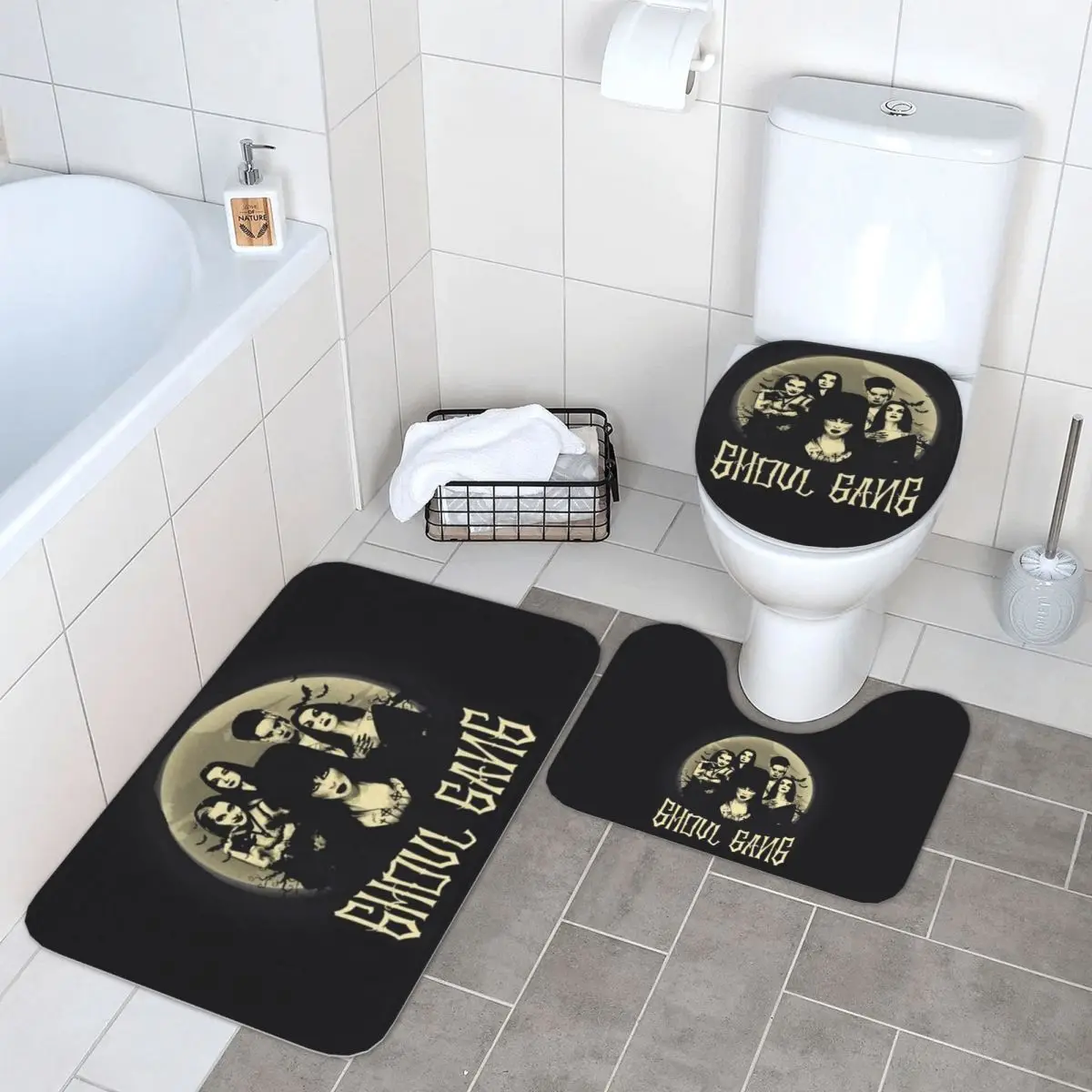 

Elviras Mistress Of The Dark Movie 3 Piece Bath Mat Bathroom Set Toilet Lid Cover Home Decor Non-Slip Carpet Floor Rug