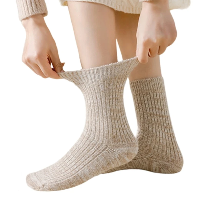 Calcetines invierno cálidos lana sintética acanalados para mujer, calcetines gruesos térmicos informales para dormir en