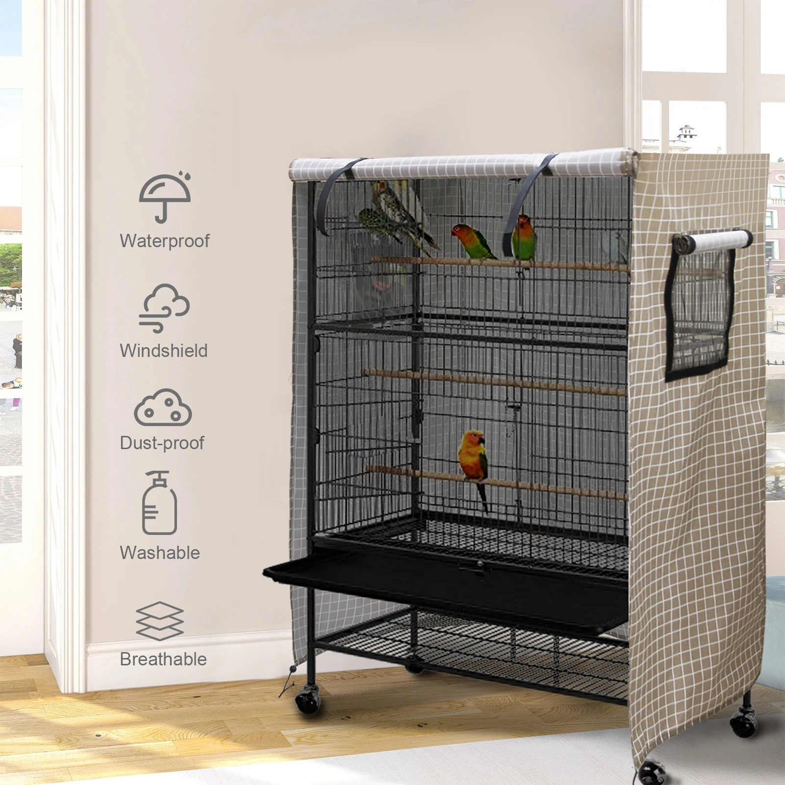 

Birdcage Cover Night Birdcage Cover Sleep Helper for Brid Cage with Window Drawstring Bird Cage Waterproof Windshield Dust-proof