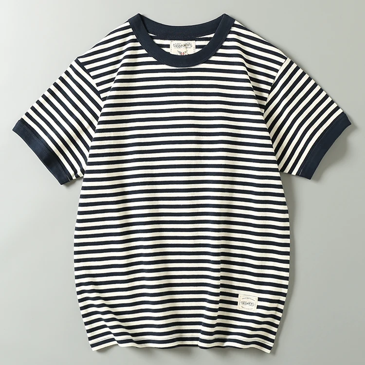 

Мужская футболка в полоску в американском стиле ретро, круглая футболка Ne ort Sve, летняя модная брендовая хлопковая молодежная футболка Plant Stand Fit Waed irt