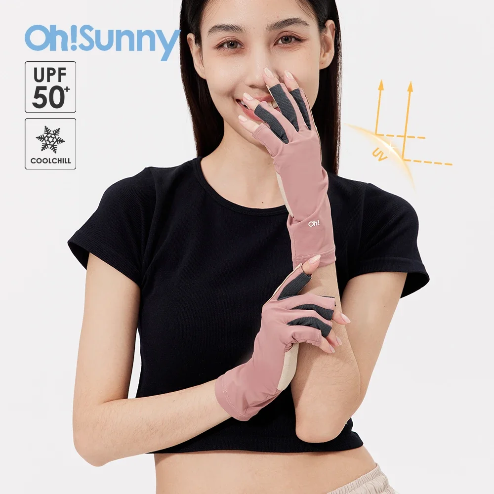 OhSunny yaz Unisex parmaksız eldiven nefes güneş koruma Anti-UV UPF50 + cooldriving eldivenler sürüş bisiklet için