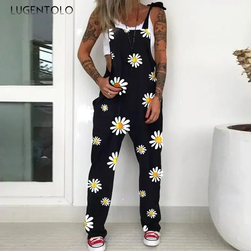 Lutenolo donna Skull Print bavaglino tuta tuta bretelle Casual primavera estate donna senza maniche nuova moda Large Size 5XL