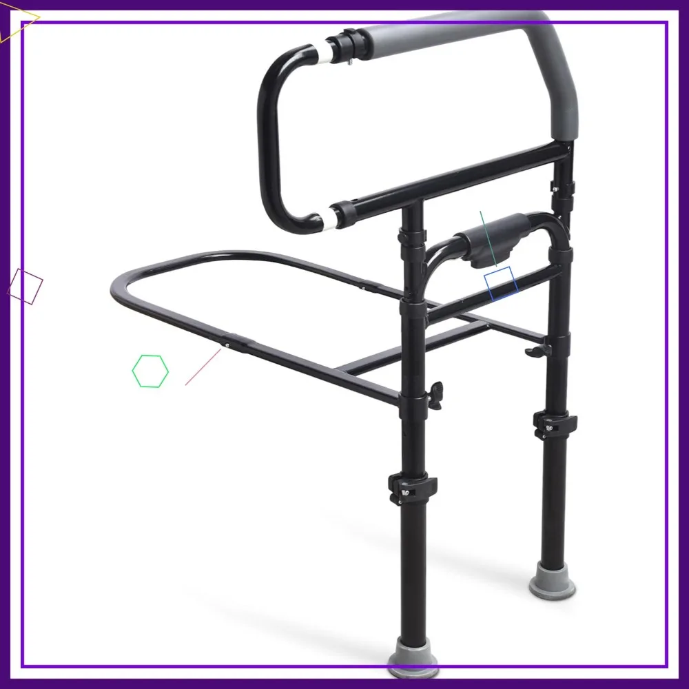 حاجز أمان للسرير قابل للتعديل شديد التحمل لكبار السن - سعة 300 رطلاً، يناسب جميع سماكات المراتب، مجموعة خالية من الأدوات