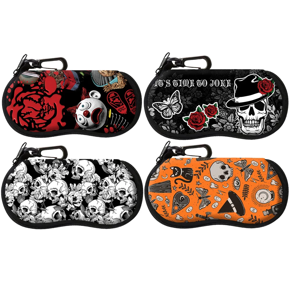 Horror Movie Skull Glasses Case Eyeglass Protector Glasses Box Bag Zipper Sunglasses Bag Eyewear Case Halloween Gifts