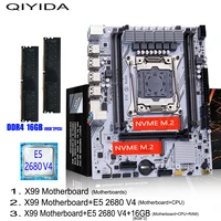 QIYIDA X99 Juego de placa base LGA2011-3 Xeon E5 2680 V4 DDR4 16GB(2x8gb) PC4 SATA PCI16x3.0 NVME M.2 computadora para juegos