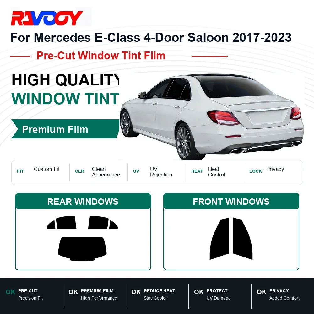 Premium Pre-Cut Window Tint For Mercedes E-Class 4-Door Saloon 2017-2023 Front & Rear Windows UV Heat Rejection Privacy Film