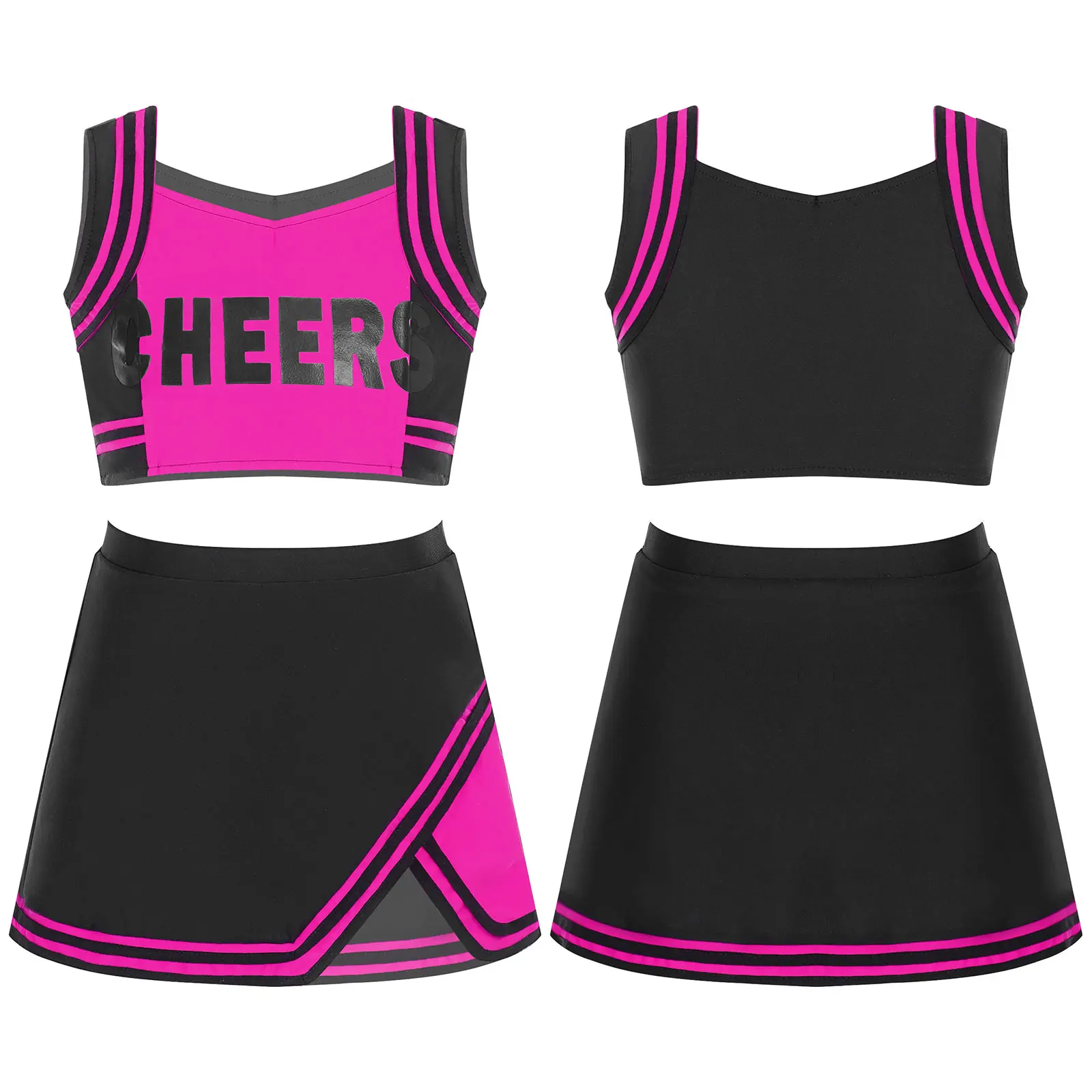 Học Nữ Cổ Vũ Dancewear Bộ Trang Phục In Chữ Crop Top Với Váy Bộ Đội Cổ Vũ Đồng Phục Cổ Vũ Vũ Trang Phục