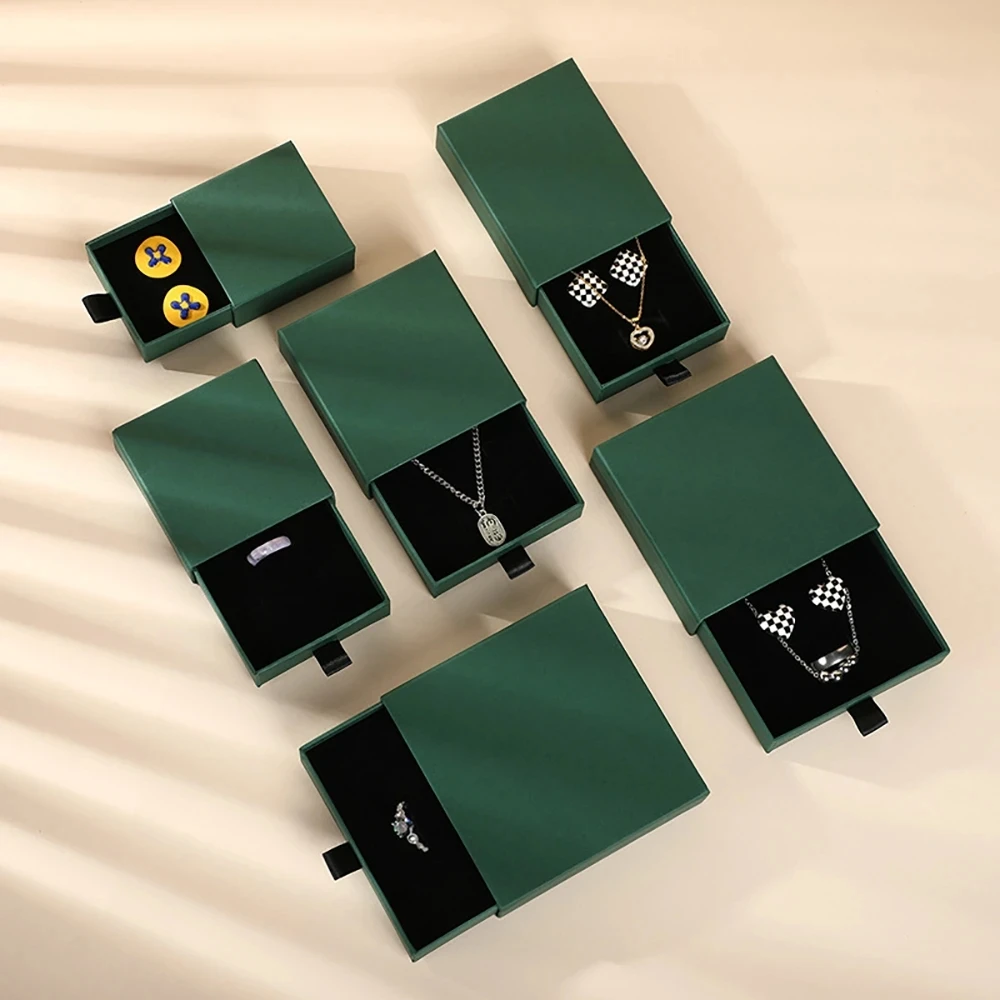 

10pcs Thick Paper Whole Set Ring Earring Bracelet Pendant Necklace Packaging Drawer Gift Boxes Sliding Jewelry Organizer Box